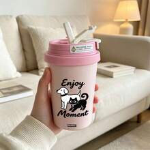 MINISO Officially Licensed Cute Cat & Butterfly Coffee Mug, Portable Leak-Proof Travel Cup, Adorable Cartoon Design, Suitable For Students And Women, Home Life And Daily Office Hydration - Pink - View 10