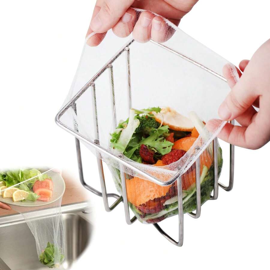 100pcs Disposable Mesh Bags, Suitable For Sink Strainers, Kitchen Sink Strainers, Prevent Clogging, Disposable Mesh Bags Compatible With Most Sink Strainer Sizes, Kitchen Tools, Kitchen Accessories, Suitable For Kitchen, Sink Drain Filter, Kitchen Essentials, Bathroom Accessories, Sink Draining Rack, Kitchen Supplies, Kitchen Essentials - A - View 1