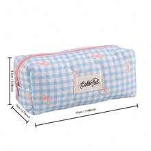 Bowknot Pencil Case Student Stationery Storage Bag Girl Simple Makeup Bag Pencil Box Stationery Box Soft Makeup Bag Pencil Case - Multicolor - View 7