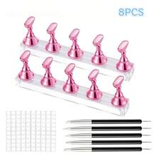 8pcs For Nail Practice Holders Set, Reusable For Nail Tip Stands, Manicure Tool For Nail Training, Display And Press-On For Nail Creation - Multicolor - View 1