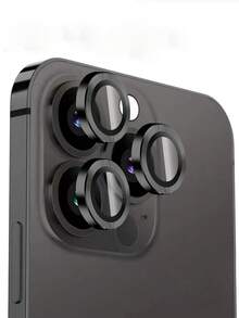 ZYONS 3pcs/Pack Original Case Compatible High Definition Camera Lens Protector Film, CD Line Pattern Metal Frame Lens Protector Film, Pattern, Compatible With Iphone 18 Pro Max/Duo/17 Pro Max/Air/17/16/15/14/13/12/11 - Black - View 2