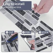 Realistic Stone Pattern On 3D Wall Panels, With A Three-Dimensional Texture Of 9.69 "* 4.72", Flexible Vinyl Tile Decals, And Self-Adhesive Interior Decoration For Kitchens, Bathrooms, And Corridors - B - View 10