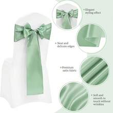 10pcs Sage Green Satin Ribbon Bows, Suitable For Reception, Home Kitchen, Restaurant Events, Banquets, Parties, Hotel Chair Decoration - Sage Green - View 3