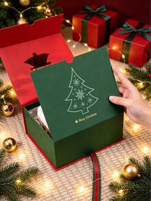Christmas Gift Box Christmas Tree Hollow Gift Box With Ribbon Bow Merry Christmas Luxury Paper Gift Packaging Box Suitable For Holiday Party Christmas Eve - Multicolor - View 8