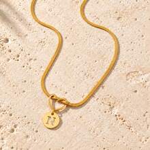 Initial Charm Snake Chain Gold Plated Letter Necklace For Women Men With Heart Knot Disc - Yellow Gold - View 11
