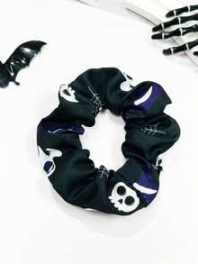 4pcs Halloween Themed Women Fashion Accessories: Made Of Elegant Fabric Printed With Pumpkin, Skull And Spider Web Patterns. Suitable For Hair Styling, Both For Going Out And Daily Wear. - Multicolor - View 10