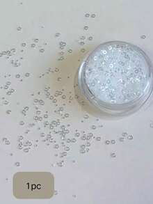 1pc Fall/Autumn/Winter New Christmas Style Round Mini White Bubble Circle Nail Art Glitter, Design Embellishment Nail Surface Christmas Decoration DIY Accessory, Nail Jewelry - Multicolor - View 2