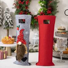 1pc Christmas Decoration Wine Bottle Bag, Christmas Wine Bottle Cover Party Decor - Multicolor - View 3