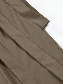 UREREM Women's Woven Fabric Wide Leg Pants, Ruffle Hem, Fashion Loose Design, 170g Woven Fabric - Brown - View 7