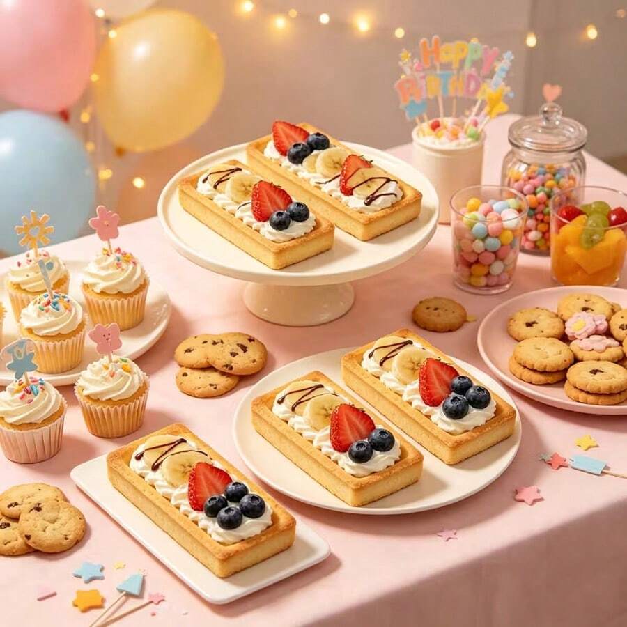 6pcs Square Stainless Steel Tart Rings, Perforated Tart Rings For Baking, Perfect For Small Fruit Tart Shells, French Desserts, Cakes - View 1
