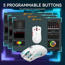 ATTACK SHARK X11 59g Ultra-Light Wireless Gaming Mouse, Termasuk Grip Tape, Dock Pengisian Daya RGB, Mouse PC Nirkabel/Berkabel BT/2.4G, 22000 DPI, 5 Tombol yang Dapat Diprogram - View 9