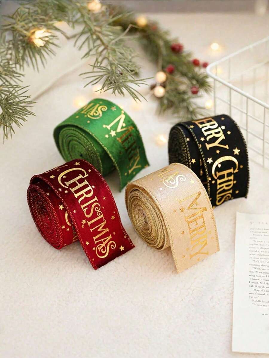 Christmas Decorative Ribbon, Reusable Holiday Ribbon, Perfect For Christmas, Suitable For All Christmas Gift Wrapping, Holiday Floral Arrangement, Bow Making, Wreath Making, Table Setting Decoration, DIY Decoration - One Size Fits All - View 1