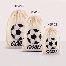 Football Party Canvas Gift Bag, Football GOAL! Printed Drawstring Storage Bag, Suitable For Gifts And Small Accessories, Applicable For Football Party Favors, Game Day, Graduation Celebration Sports Theme Gift Bag - A - View 10