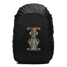 Penutup Hujan Ransel Motif Cetak Huruf Gulir Bunga Dekoratif Vintage, Pelindung Ransel Tali Serut Tahan Air dan Anti Debu, Perlengkapan Outdoor Tahan Lama untuk Mendaki, Berkemah dan Perjalanan - Hitam - View 27