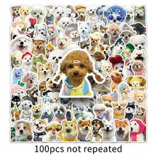 100pcs Cute Dog Cartoon Stickers, Creative Guka Planner Stickers, Korean Ins Style Decorative Phone Case Epoxy Stickers - Multicolor - View 3