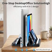 DANYCASE Multi-Device Vertical Laptop Stand, Compatible With Neo 13" A3404 (A16) 11th Gen 11" 10th Gen 10.9" And All Laptops & Tablets Under 17.3 Inches, 4-In-1 Design, Space-Saving - View 2