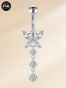 TOKRING Belly Button Rings For Women 14G Dangle Navel Piercing Jewelry,Stainless Belly Rings With CZ Butterfly Flower Teardrop,Belly Navel Rings For Beach - Belly ring - View 7