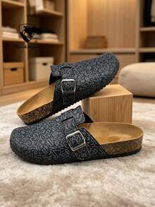 Men's Slippers, Comfortable Outdoor Casual Shoes, Lightweight Non-Slip, Durable For Home Use, Breathable Men's Sandals, Outdoor Daily Wear Men's Shoes (Asymmetrical Pattern). - Black - View 2