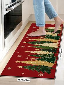 1/2pcs Christmas Floor Mat, Christmas Tree Pattern, Vintage Red Diatomaceous Earth Mat, Super Absorbent, Non-Slip, Perfect For Bathroom, Kitchen And Dining Room, Quick Drying, Ideal Home Decor And Bathroom Mat Gift, Christmas Holiday Gift! - Multicolor - View 14