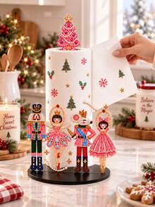 2D Flat Christmas Nutcracker Kitchen Paper Towel Holder (No Power/Light) - Desktop Paper Towel Rack With Display And Storage Function, Fun Nutcracker Ballet Winter Design, Candy Fairy, Suitable For Kitchen, Bathroom, Living Room And Dining Room, Decorative Ornament To Create Warm Christmas Atmosphere, Ideal Choice For Christmas Decor, Christmas Gifts, Perfect Gift For Christmas Lovers And Close Friends - Multicolor - View 5