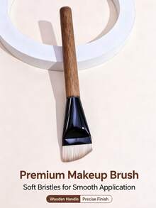 1pc Angled Wide Head Foundation Brush, Mask Brush, Wooden Handle, No-Streak Non-Absorbent, Foundation Liquid Makeup Brush, Portable For Beginners - Multicolor - View 10