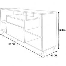 Mueble para TV 60", Centro de Entretenimiento Ibiza, Diseño Moderno, Amplios Espacios, 1 Puerta, Varios estantes, Resistente, Elaborado en melamina Texturizada, Fácil Armado, Color - Caqui - Ver 5