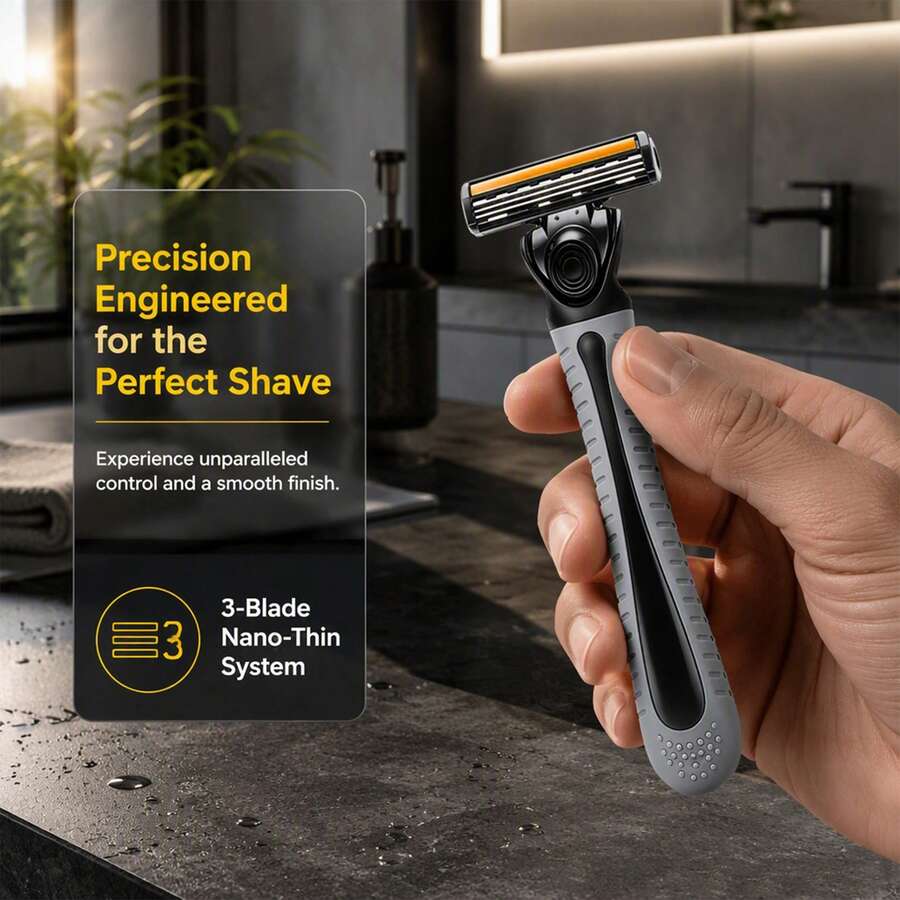 3-Blade Men's Disposable Manual Razor, Gift Set With 36 Replacement Heads, Ideal For Travel And Daily Grooming - ZS3C-gray-1H36B - View 1