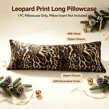 1PC Leopard Print Milk Velvet Long Body Pillowcase, Zipper Closure Design, Decorative Pillowcase Only, No Filling Included - Leopard Print - View 7