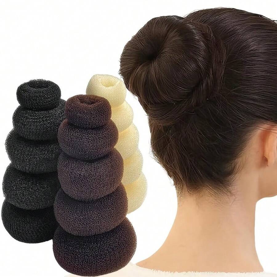 Mesh Bun Hair Scrunchie, Elastic Knit Fabric, Donut Flower Bud Design, Easily Create Full Bun Hairstyle, Simple Operation And Not Easy To Fall Apart, Suitable For Adult Women Daily Commute, Work, Date, Party Wear, Versatile Minimalist Hair Accessory, Can Be Used As Exquisite Small Gift For Holidays - A - View 1