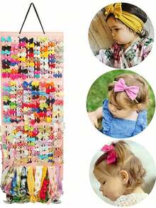 One Woolen Hair Accessory Storage Box - Large Capacity Hair Clip And Hair Bun Holder Storage - Suitable For Girls And Babies' Hair Accessories Storage - Hanging Decorative Storage Items For Children's Rooms - Storage Display Stand - Multicolor - View 6