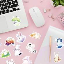 50PCS Cute Ghost PP Sticker Pack, Creative Adorable Style Ghost Pattern Decorative Stickers, Halloween Theme Decoration Stationery Stickers, Suitable For Scrapbooking, Laptop, Notebook, Diary And Personal Item Decoration, DIY Handmade Crafts - Set - View 3