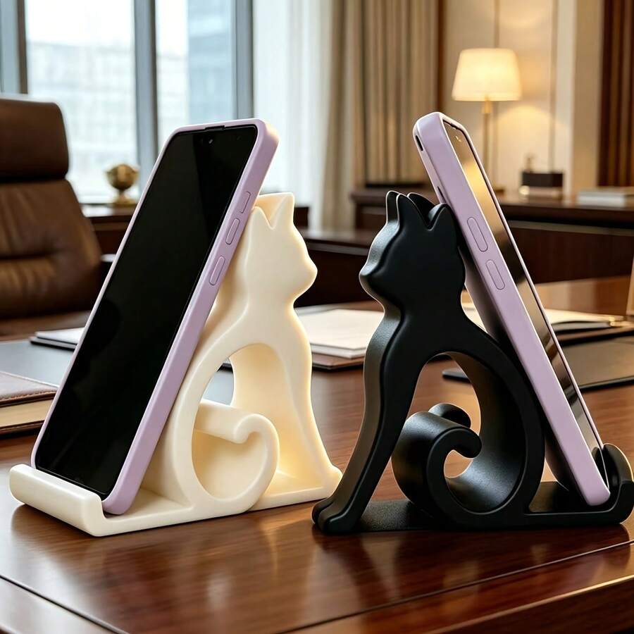 Cat Phone Stand, Suitable For All Phones And Tablets, For Bed, Office, Car Use, Cute Cat Design, Hands-Free Video Calling, Must-Have For Pet Lovers, Fun Cat Shaped Phone Holder