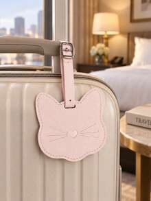 Cute Cat Shaped Luggage Tag, Adjustable Buckle Luggage Identification Tag, Unisex Travel Bag Hanging Tag, Essential For Airport/Train/Vacation Travel - Multicolor - View 1