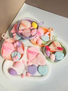A Set Of Cute Multi-Shaped Makeup Sponge Beauty Products | Soft Plush Texture | With Storage Box | Portable For Travel - Multicolor - View 4