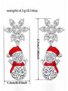 1 Pair Fashionable Cubic Zirconia Earrings, Women's Christmas Party Accessory Gift - 1# - View 5