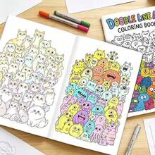 6 Books Doodle Line Art Coloring Books, Includes 3 Fine Tip Pens, Adult Leisure Doodle Art Books, Non-Bleeding Thick Paper Craft Supplies - Coloring Set - View 7