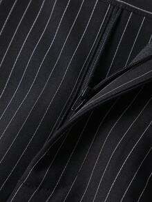 Elegant Commuter Daily Business Old Money Style Leather Striped High Cinched Waist Bodycon Midi Skirt Work Wear Women, Striped - Black - View 9