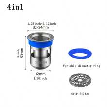 1pc Stainless Steel Anti-Odor Anti-Insect Backflow Prevention Drain Core, With Quick Drain Valve And Removable Hair/Jewelry Collector, Suitable For Sink, Bathtub, Shower, Drain Outlet, Applicable To Plumbing System - Blue - View 6