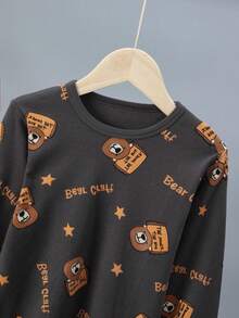 5 Sets Send 1 Set Random Boys Cartoon Underwear Set Medium Thick Long Sleeve Long Pants Loungewear Set Pajamas Cartoon Print Autumn Clothes - Multicolor - View 5