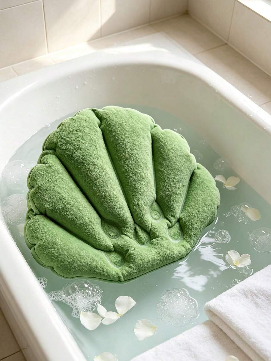 Creative Shell-Shaped Inflatable Bath Pillow, Towel Mat, Bath Pillow, Inflatable Bath Mat, Non-Slip Bath Mat, Soft And Comfortable Towel Bath Mat, Head Spa Pillow, Hot Water Bath Pillow And Disposable Bath Towel - Multicolor - View 1