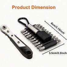23pcs Portable Ratchet Screwdriver Set, Magnetic Driver Tool With Ratchet Wrench And Soft Rubber Storage Strip, Hex Impact Bits, Torx, Slotted High-Strength Standard Bits, Automotive Repair Home DIY Disassembly Precision Maintenance Tool, Outdoor Repair Compact Tool Set - Portable - View 4