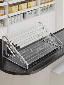 1pc Wall-Mounted Medicine Storage Rack, Common Household Ointment Wall-Mounted Small Compartment Box, First Aid Medicine Sorting Box, Home Medicine Storage Rack, Space-Saving, Desktop Display Style, Transparent Multi-Layer Vertical PET Material Medicine Shelf, Home Emergency Medicine Storage Rack - Clear - View 5
