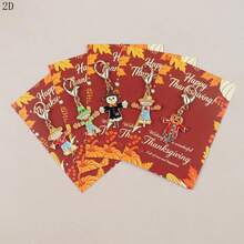 5pcs Cute Scarecrow Keychains With Thank You Cards, Suitable As Small Gifts For Thanksgiving, Christmas, For Family, Friends, Colleagues And Teachers - Multicolor - View 4