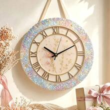 Double Heart & Round Clock Mold, Suitable For Epoxy Resin Casting, DIY Arabic Numeral Silicone Mold, Used For Wall Clocks, Handicrafts, Resin Casting, Perfect For Making Clock Gifts - Round Diamond Face Watch Mold - View 2