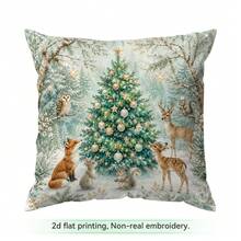 4pcs/1pc Icy Forest Animal Christmas Pattern Pillowcase Without Insert, Single Sided Printed Pillowcase, Suitable For Living Room Bedroom Home Decor, All Season Pillowcase - Multicolor - View 15