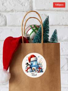 1/60/120/180/240pcs Customizable Round Christmas Stickers, Personalized Christmas Elements, Suitable For Gift Box Packaging, Wall Decoration, Envelope Sealing, Tabletop Arrangement, Perfect For Friends, Partners, Family, Colleagues, Holiday Enthusiasts, Suitable For Christmas Dinner, Holiday Tea Party, Christmas Themed Gathering, - Multicolor - View 15