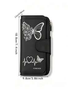Women's Long Zipper Clutch Wallet With Large Capacity Card Slots, Featuring Exquisite Floral And Butterfly Pattern Design And Fashionable Coin Compartment; Perfect Gift For Friends, Family Or Mother For Daily Use, Thanksgiving Or Christmas - Multicolor - View 10