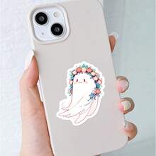 50PCS Cute Ghost PP Sticker Pack, Creative Adorable Style Ghost Pattern Decorative Stickers, Halloween Theme Decoration Stationery Stickers, Suitable For Scrapbooking, Laptop, Notebook, Diary And Personal Item Decoration, DIY Handmade Crafts - Set - View 8