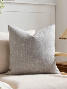 1pc (Pillow Insert Not Included) Multi-Color Textured Throw Pillow Cover, Modern Farmhouse Faux Linen Texture Cushion Cover, Suitable For Bedroom, Dining Room, Bed, Sofa, Car, Decorative Pillow Case, All Season - Grey - View 6
