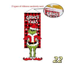 The Grinch The 1PC Christmas Print Hanging Fabric Banner, Wall Art Poster, Party Atmosphere Decoration Prop, Home Wall Decor Painting, Store Window Display, Holiday Photo Backdrop, Reusable Christmas Scene Setup, Easy Installation & Foldable Storage, Suitable For Christmas Party Decoration - 110*40cm - View 6
